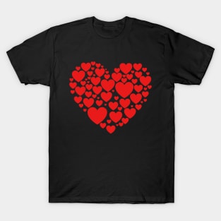 small hearts and big heart valentines day design for lovers T-Shirt